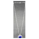 Beautiful Blue Heart Rhinestone Pendant Necklace