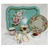 9 Vintage Porcelain Items & Tray