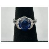 GIA Platinum Sapphire & Diamond Ring