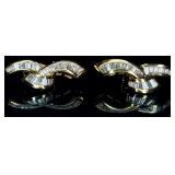 Genuine Baguette Diamond Earrings in 14K Gold