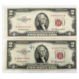 1953, 1953-A Red Stamp $2 Bills