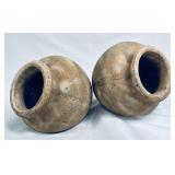 2 Distressed Brown Flower Pots