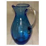 VTG Cobalt Blue Hand Blown Glass Creamer Pitcher