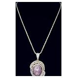 WJA Sterling Silver Ruby & White Sapphire Necklace