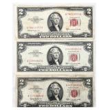 1953-C & 2-1963 Red Stamp $2 Bills