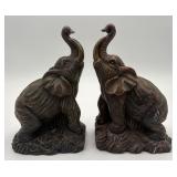 Pair of Seated Elephant Resin Bookends