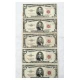 5 Red Seal $5 Bills