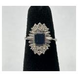 GGA 18K WG, Sapphire & Diamond Ring