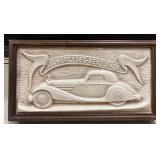 Framed Vtg. Ceramic 1936 Mercedes-Benz Wall Plaque