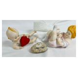 Lot of Vtg Bisque-Porcelain Figurine, Shoe & Stone