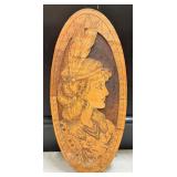 Vtg. Flemish Art Co. Pyrography Plaque