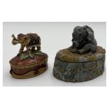 2 Elephant Trinket Boxes