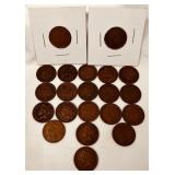 21 Vintage Indian Head Cent Coins