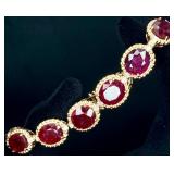 GGA Sterling Silver Ruby & Diamond Bracelet