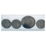 Liberty Head Nickel & 3-Buffalo Nickels