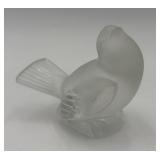 Vtg. Lalique Frosted Crystal Sparrow Figurine