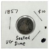 1857 Seated Liberty Dime, VG