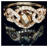 14KT Rose Gold LeVian Quartz & Diamond Ring