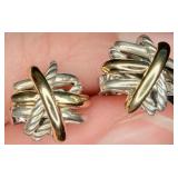 David Yurman Sterling Silver & 18K Gold Earrings