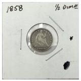 1858 Seated Liberty Half Dime