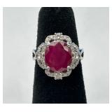 GIA Platinum Ruby & Diamond Ring