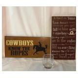 TX Wooden Signs and Tumbler Glass