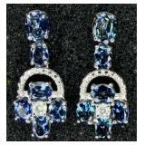 GGA SS Tanzanite Zoisite &Diamond Earrings