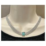 Beautiful Platinum Emerald & Diamond Necklace