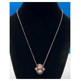 14K Two Tone Gold Morganite & Diamond Necklace