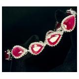 GGA Sterling Silver Ruby & Diamond Bracelet