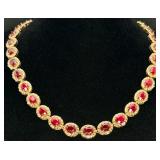 E.G.Labs Sterling Silver Ruby & Diamond Necklace