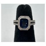 18K White Gold Sapphire & Diamond Ring