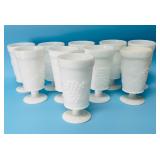 Vintage 10 White Milk Glass Goblets