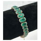 Beautiful 14K Gold, Emerald & Diamond Bracelet