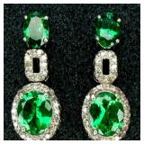 GGA SS Tsavorite Garnet & Diamond Earrings