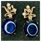 GGA Sterling Star Sapphire & Diamond Earrings