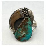 Navajo Sterling, Turquoise & Bear Claw Bracelet