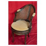 Lou XV Rattan Back Swivel Vanity Chair, c.1920s