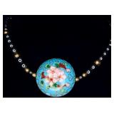 Floral Cloisonnï¿½ Necklace w/ Bead Accents