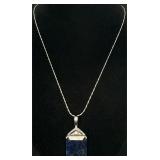 GGA Sterling Silver Sapphire & Diamond Necklace