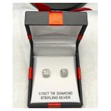 Diamond & Sterling Silver Earrings in Gift Box