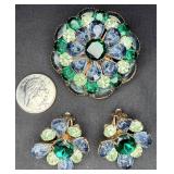 Vintage Layered Pin & Matching Ear Clips