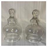 Pair of Hand Blown Bell Shaped Glass Cloches
