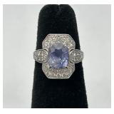Platinum Color Changing Sapphire & Diamond Ring