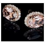 14K Rose Gold Morganite & Diamond Earrings