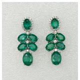 Lovely Platinum, Emerald & Diamond Earrings