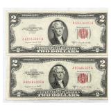 2-1953-B Red Stamp $2 Bills