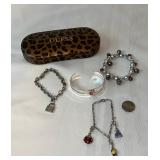 Guess Eyeglass Case, 4 Silver Tone Bracelets