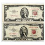 2-1953-A Red Stamp $2 Bills