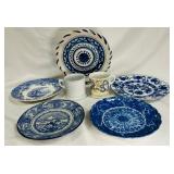 Lot of Blue&White Patterned Ceramic Plates & Cups